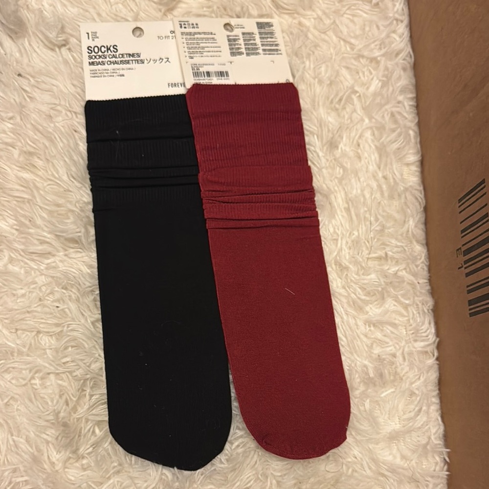 Forever 21 Casual Black and Red Crew Socks